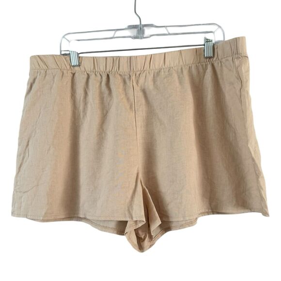 NWT Shade & Shore Beige Linen Blend Pull On Shorts Women’s Size XL - Picture 1 of 6